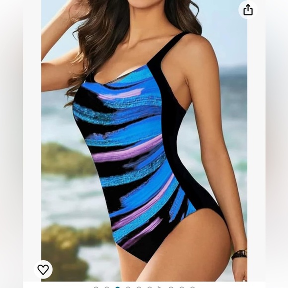 Other - Womens One‎ Piece Swimsuits Color Block Print Bathingsuit Size Small